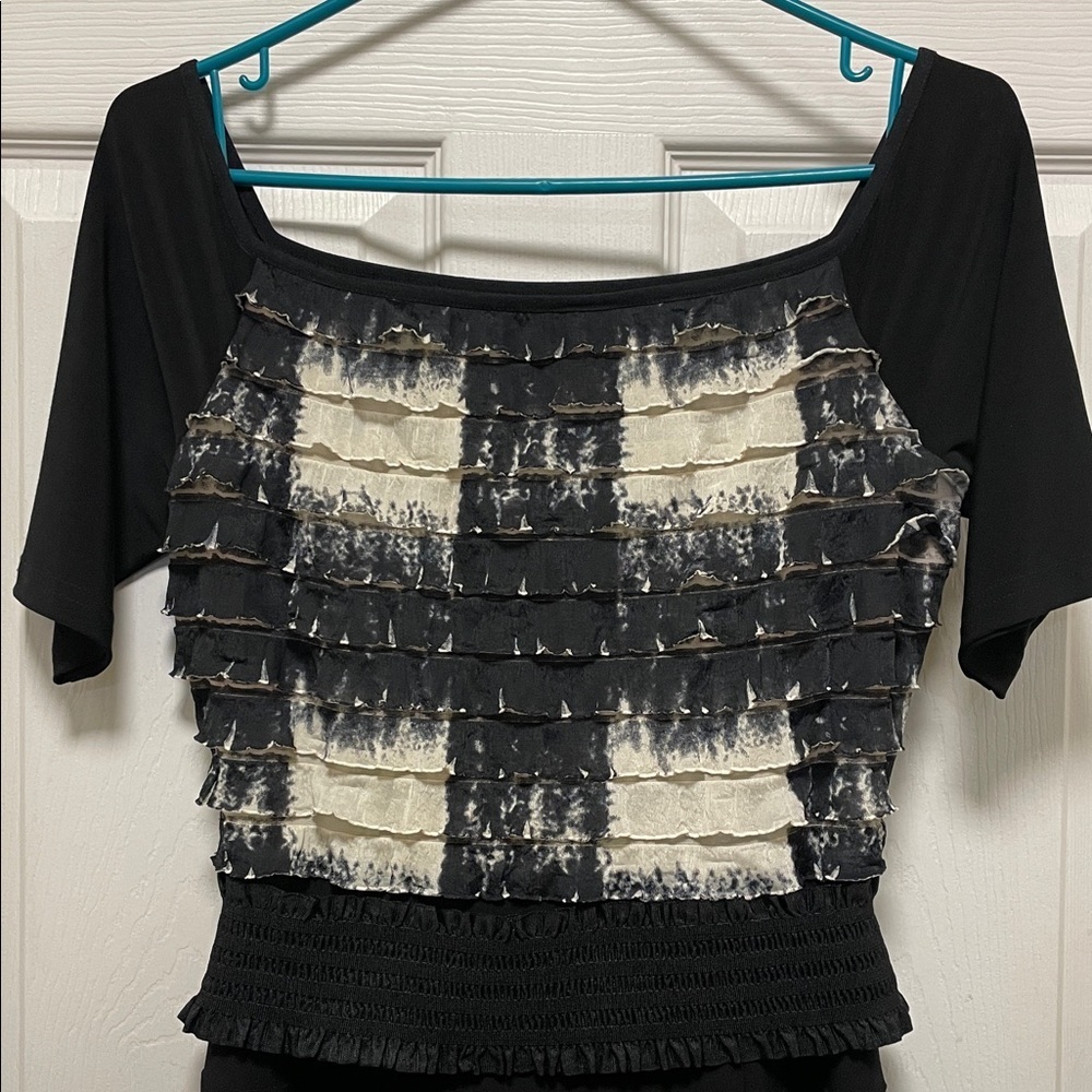Joseph Ribkoff | Black | Ruffled Top/Hankerchief Skirt | Dress | Size 10 - Picture 8 of 16
